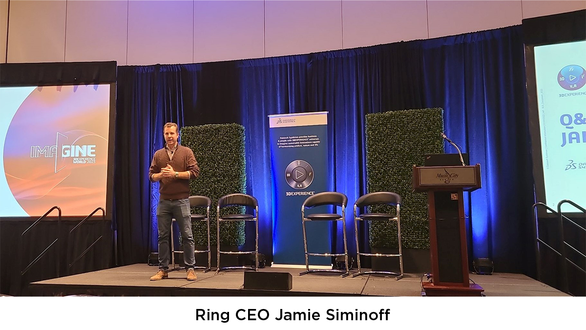 Ring CEO, Jamie Siminoff speaking at 3DExpereience World 2023