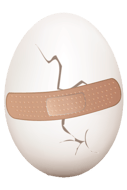 Bandage on a cracked egg